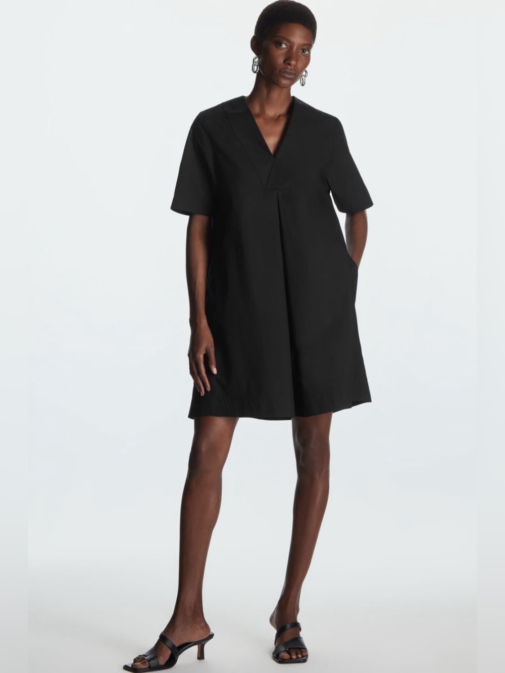 COS Black Cotton A line  Dress